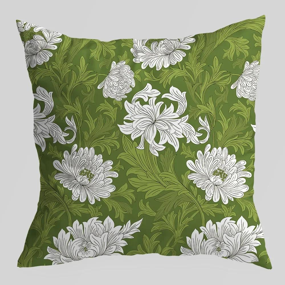 green fresh geometric printed pattern pillowcase for home living room sofa car decoration cushion,(3)
