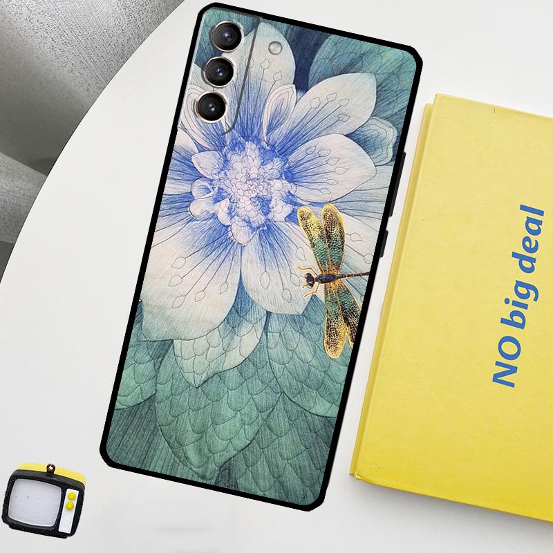 Dragonfly Pattern Phone Case For Samsung Galaxy S25 Ultra S20 S21 S22 S23 Plus S24 Ultra S9 S10 S25 FE Cover