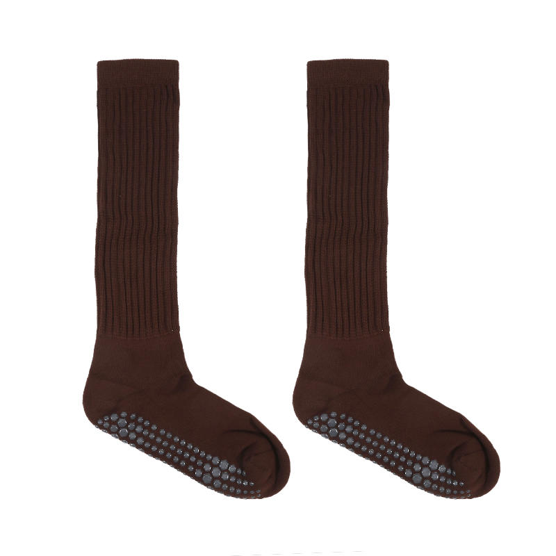 1 пара женских носков для йоги и пилатеса с нескользящими подошвами, спортивные носки для фитнеса в помещении, профессиональные носки до икр для балета и танцев