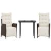 VidaXL Ensemble à Manger de Jardin avec Coussins 3 pcs, Table et Chaises avec Dossier Réglable, Meubles d'Extérieur, 3213406