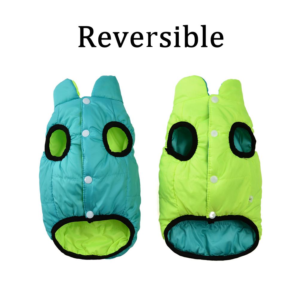 Reversible Pet Clothes Winter Solid Puppy Jacket Coat Windproof Dog Button Vest Costume For Small Large Dogs Chihuahua Labrador