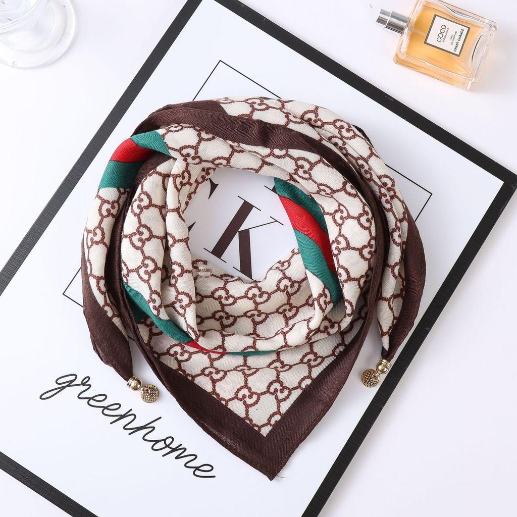 Осенне-зимний шелковый шарф в западном стиле с корейским акцентом в виде магнитного золотого шарика