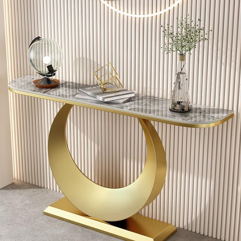 WEZHO Modern Minimalist Semi-circular Slate Console Table