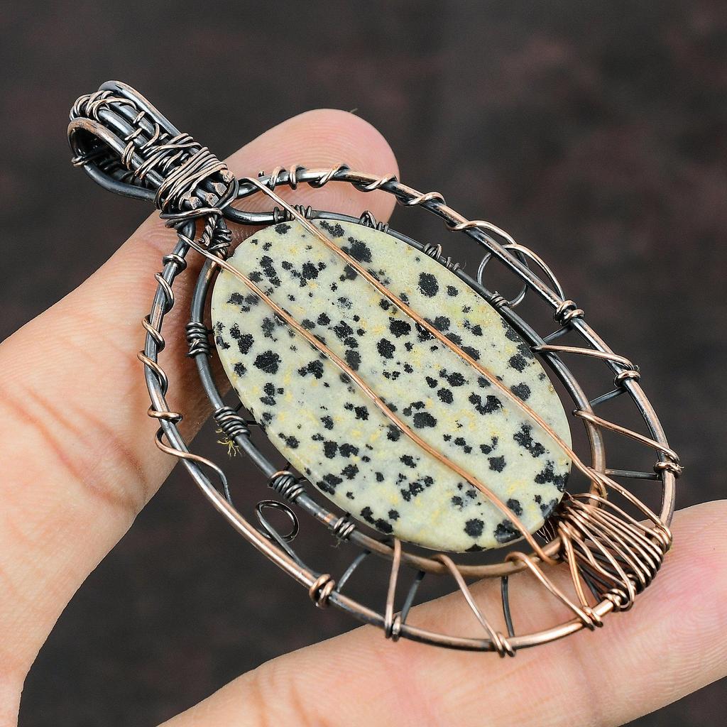 Tree Of Life Dalmatian Jasper Gemstone Pendant Copper Wire Wrapped Pendant Handmade Pendant Tree Of Life Jewelry Wire Wrap Jewelry For Gifts