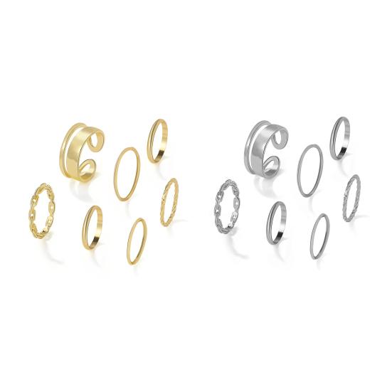 7 шт./компл. женские кольца на костяшки пальцев с геометрическим отверстием, регулируемые штабелируемые кольца в стиле хип-хоп для вечеринки