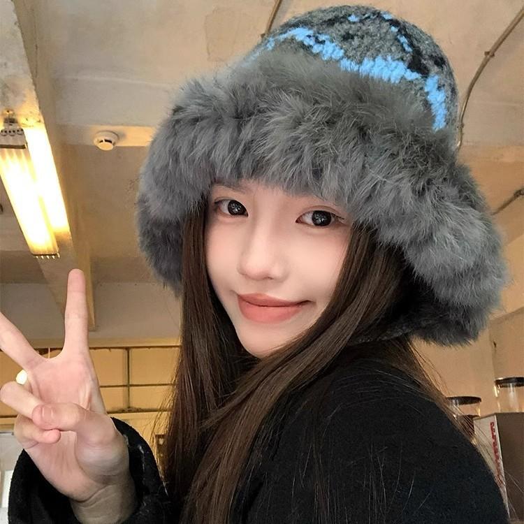 Thickened Plush Knitted Hat Ear Protection Rabbit Hair Hat Autumn And Winter New Warm Wool Hat Fisherman Hat Women's Hat