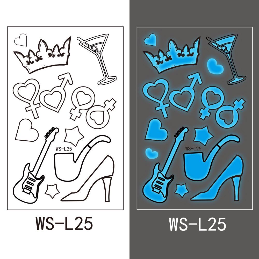 Синие светящиеся тату-наклейки для вечеринок в ночных клубах и на музыкальных фестивалях