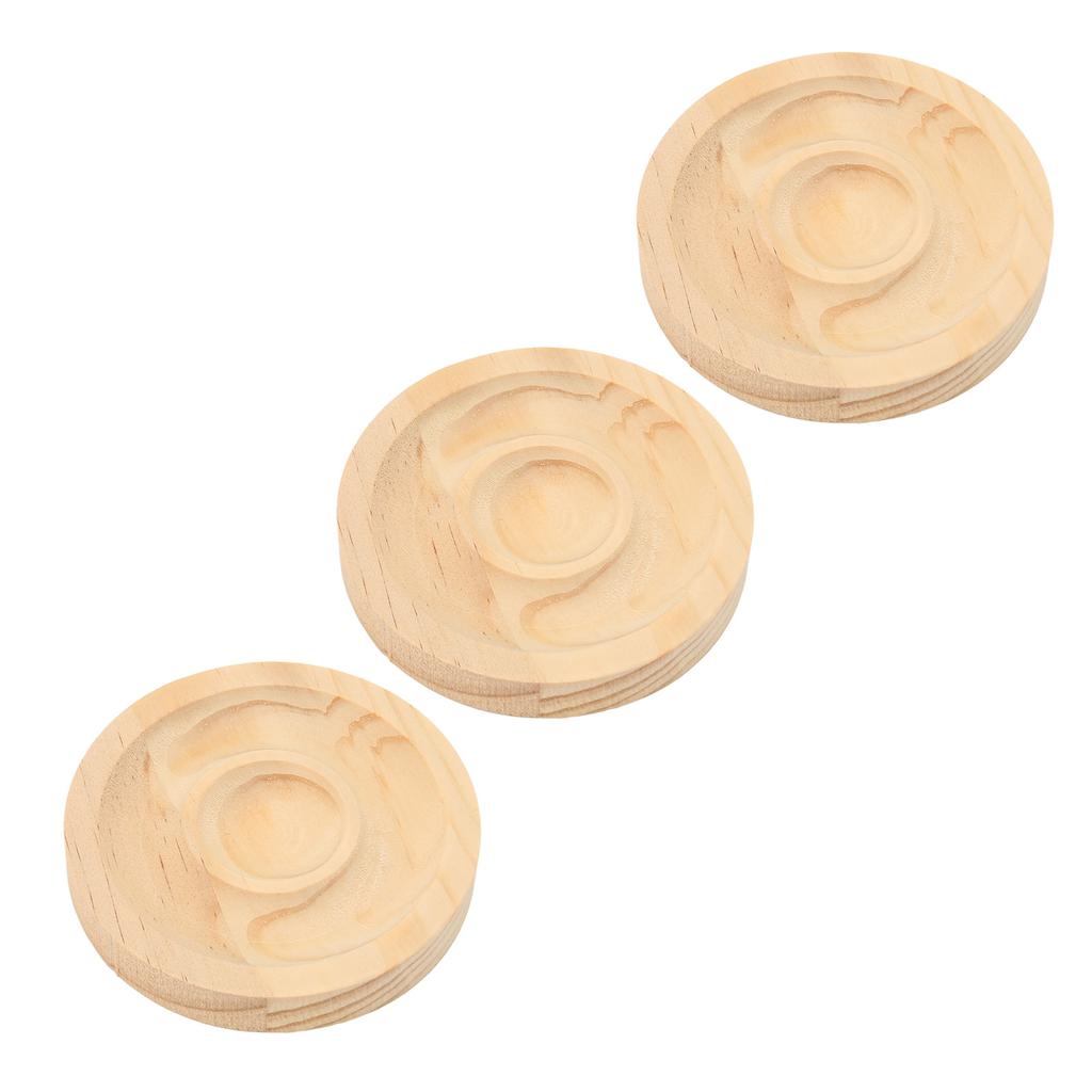 3pcs Bead Bracelet Display Tray Elegant Decorative Round Solid Wood Jewelry Tray for Bangle