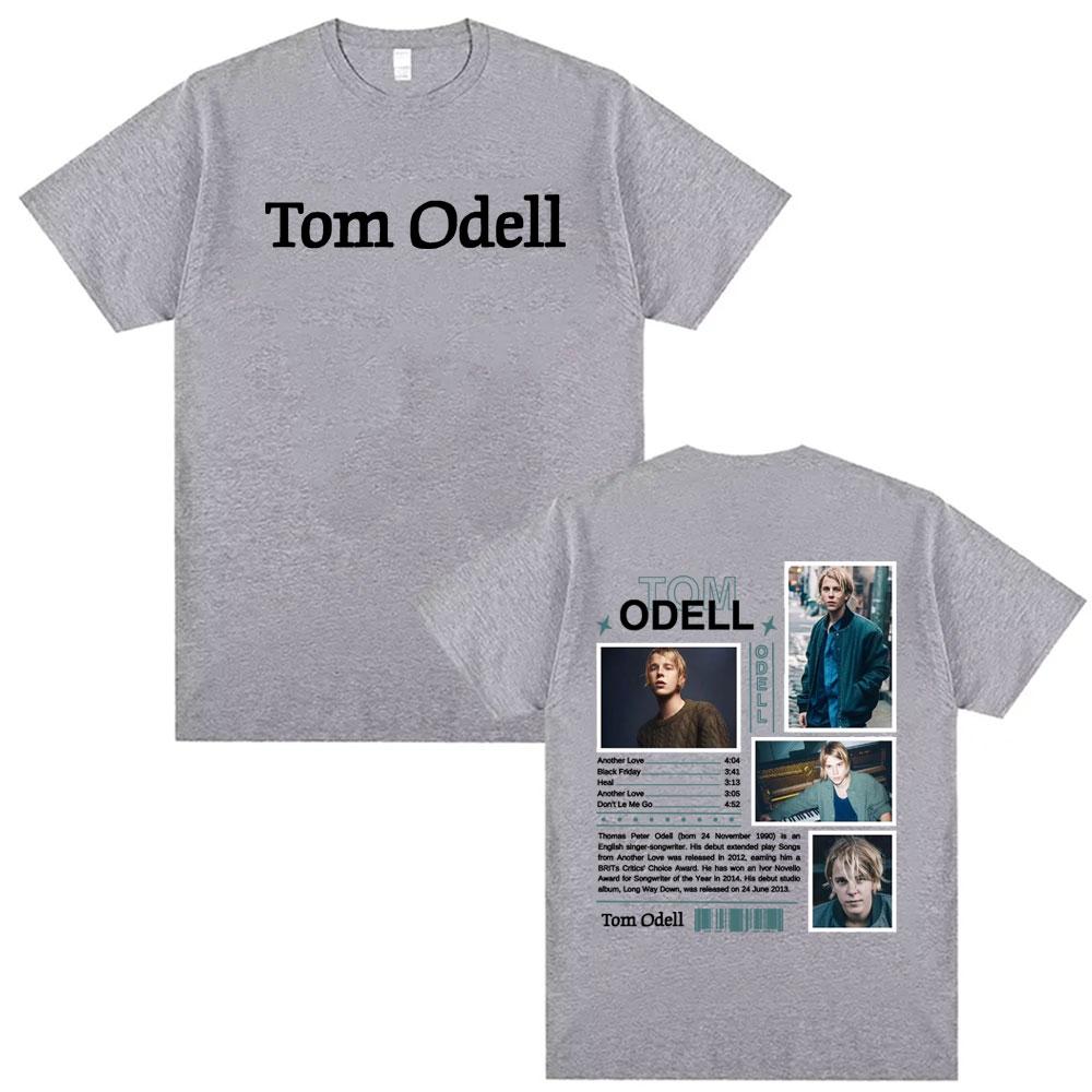 Лето 2025 Певец Том Оделл Музыкальный Альбом Плоская Футболка Мужская Ретро Хип-хоп Футболка Супер Круглый Вырез Хлопковая Футболка с Коротким Рукавом