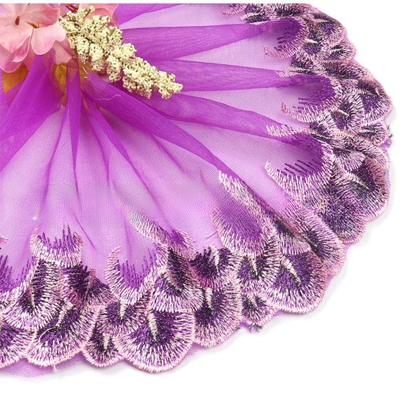 Flower Lace Trim 19cm Sequin Embroidered Lace  Ribbon For Dress /Wedding/ Garment DIY Sewing Decor Accessories 10 Yards