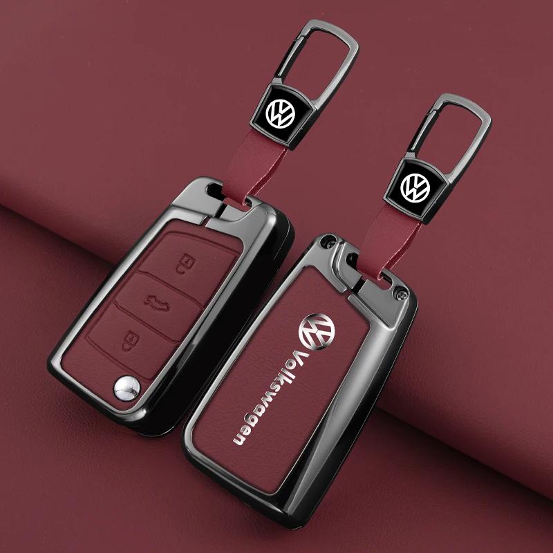 PCVHD1 2026 Hot Styling Mouldings For VW Volkswagen Jetta MK5 Golf Leather Car Remote Key Case Fob Cover Protector Holder Shell For VW