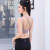 Thin Straps Integrated Fixed Cups Shockproof Gathered Sports Bra for Women Large U-shaped Beautiful Back Yoga Bra