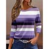 Женская футболка с 3D-принтом, полосатая, с принтом, модная, с длинным рукавом, с круглым вырезом, обычного кроя, для праздничных выходных, весны и осени