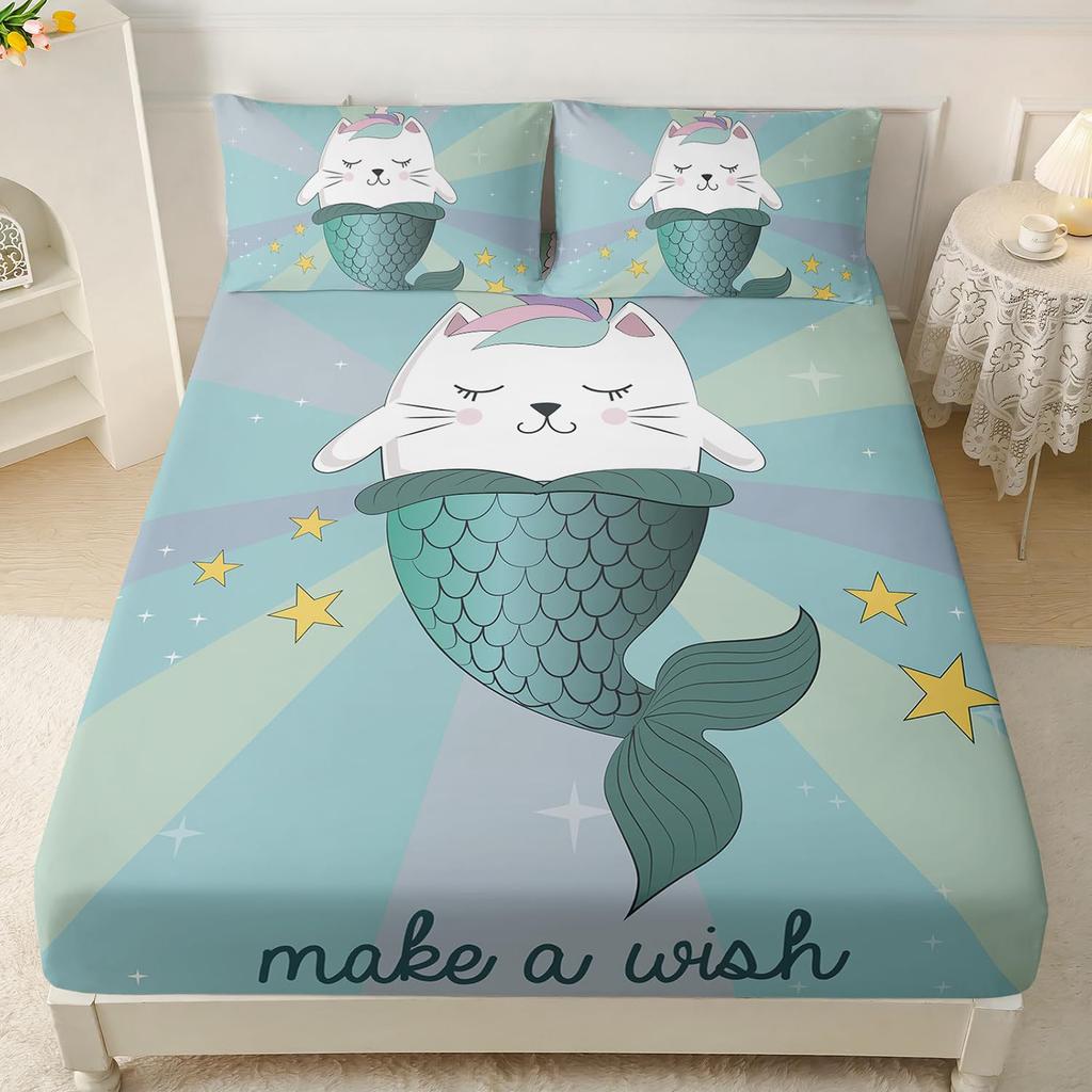 Собака Животный Узор Шапка на Кровать Трехпредметный Комплект Цифровая Печать Постельное Белье Шапка на Кровать Трехпредметный Набор Дети И Взрослые