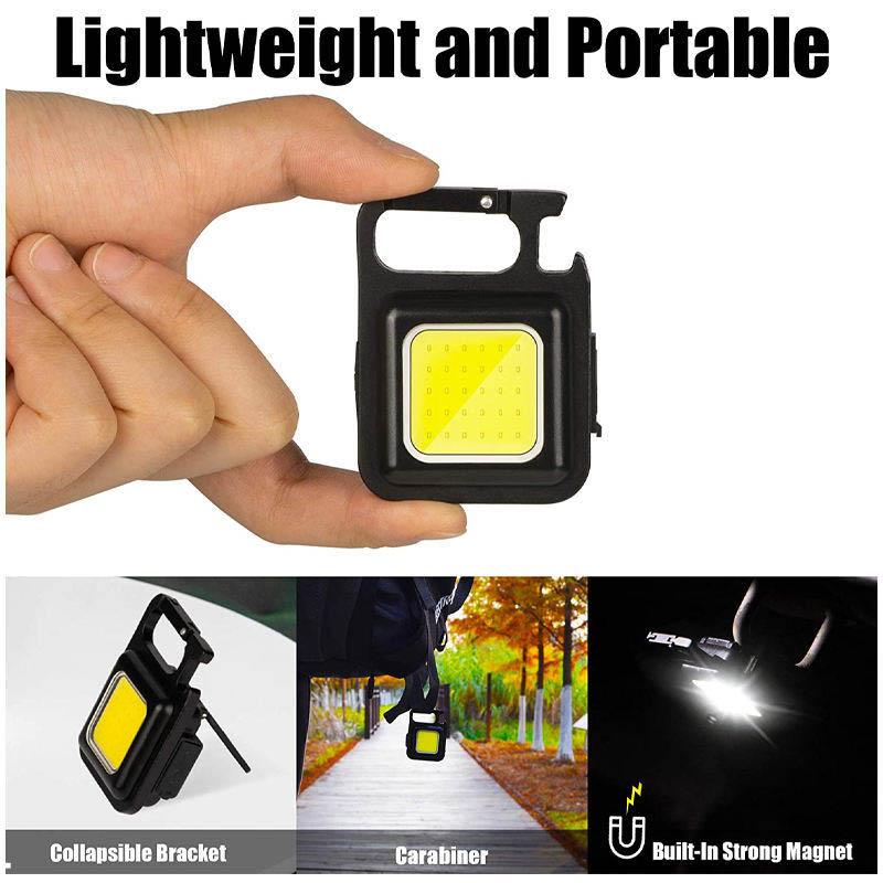 Multifunctional Outdoor Portable Usb Chargeable Cob Work Light Inspection Light Camping Mini Led Keychain