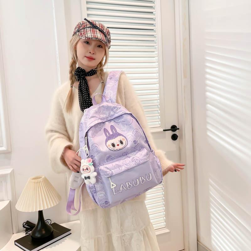 Cartoon Pattern Highcapacity Nylon Backpack Print Designs Girl Student Bag
