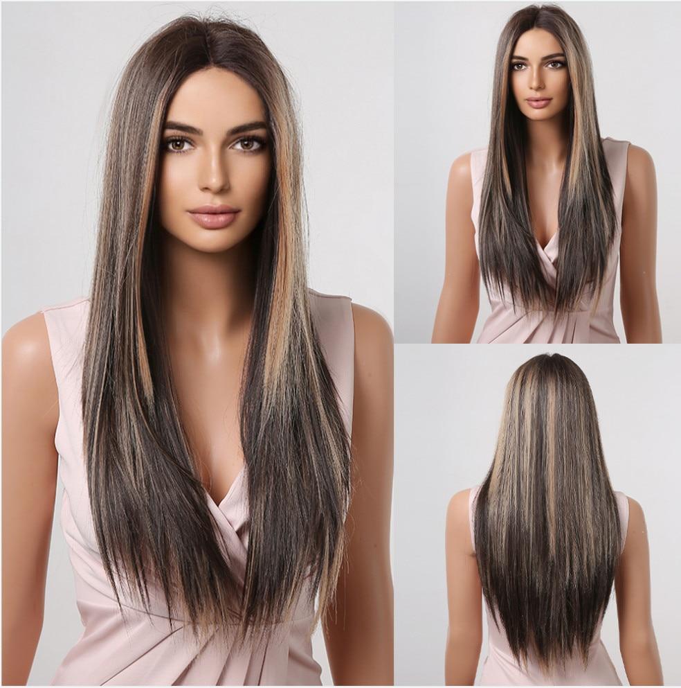 ALAN EATON Длинный светлый прямой парик на шнуровке для женщин, натуральные волосы высокой плотности, для ежедневного использования, синтетические парики, термостойкие