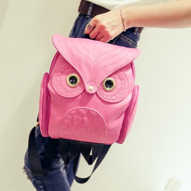 Модный женский рюкзак Стильный крутой черный рюкзак из ПУ кожи с совой Наплечная школьная сумка KTY