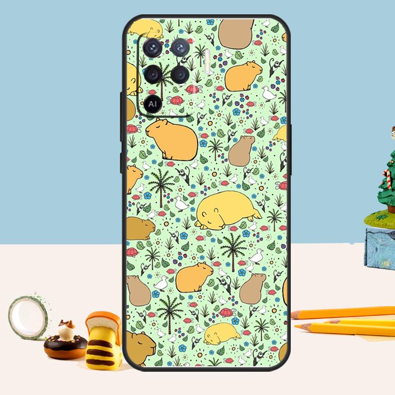 Милый Мультяшный Чехол с Капибарой для Oppo A80 A60 A40 A15 A16 A17 A57 A94 A74 A54 A76 A96 A18 A38 A58 A78 A98 A5 A6 Pro