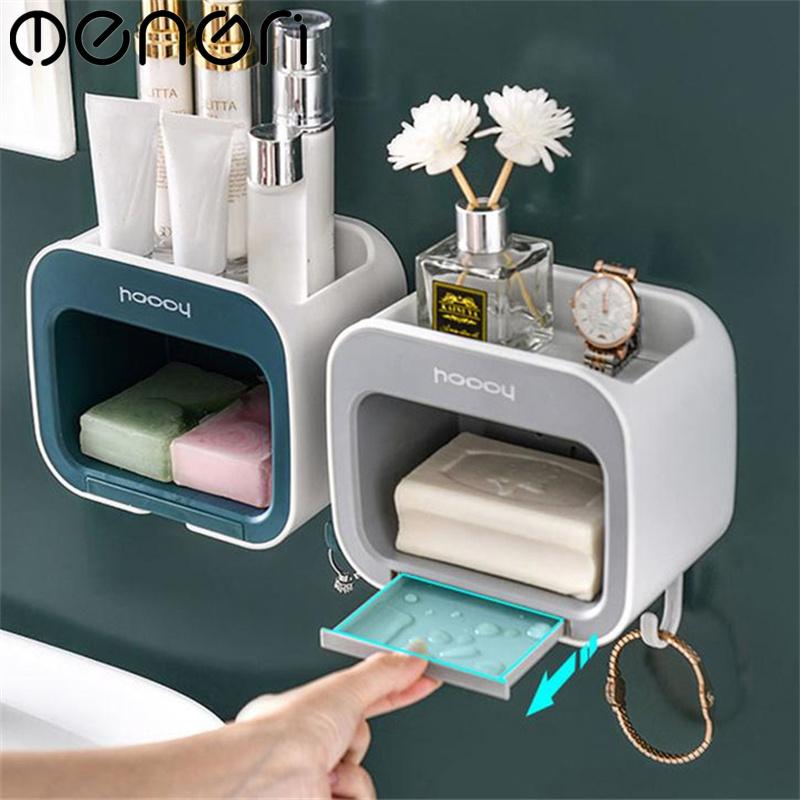 Mengni Бытовая мыльница для ванной комнаты, креативная сливная мыльница, большая вместительная водонепроницаемая коробка для хранения, нескользящие аксессуары для ванной комнаты