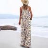 Women's Spaghetti Strap Sleeveless Floral Jumpsuit Loose High Waist Casual Wide Leg Overalls