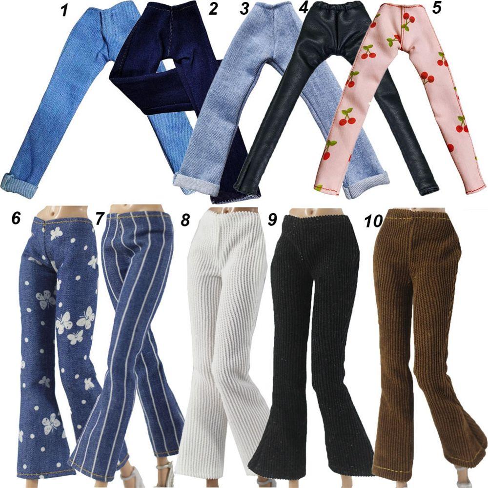 Мода 1/6 BJD Куклы Повседневная одежда Куклы Брюки Одежда Аксессуары Цветочные джинсы Кожаные штаны