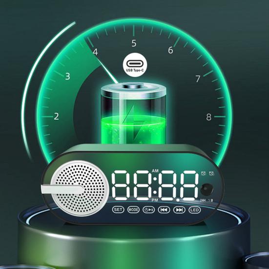 Беспроводной Bluetooth-совместимый динамик Маленький будильник Режим энергосбережения Светодиодный дисплей Беспроводная музыка