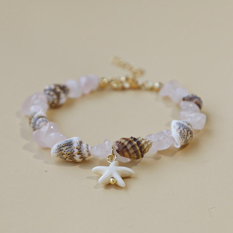 Handmade Seashell & Crushed Stone Bracelet with Lobster Clasp - Perfect Summer Travel Souvenir