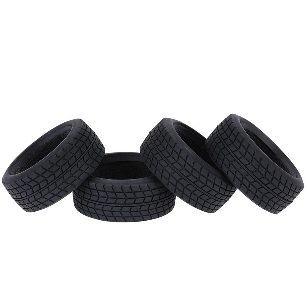 4 Pieces 1Celsius10 Grain Flat Car Rubber Tire, Wear-Resistant Black Racing Tires for HPI On-Road Inflation Car, High Quality and