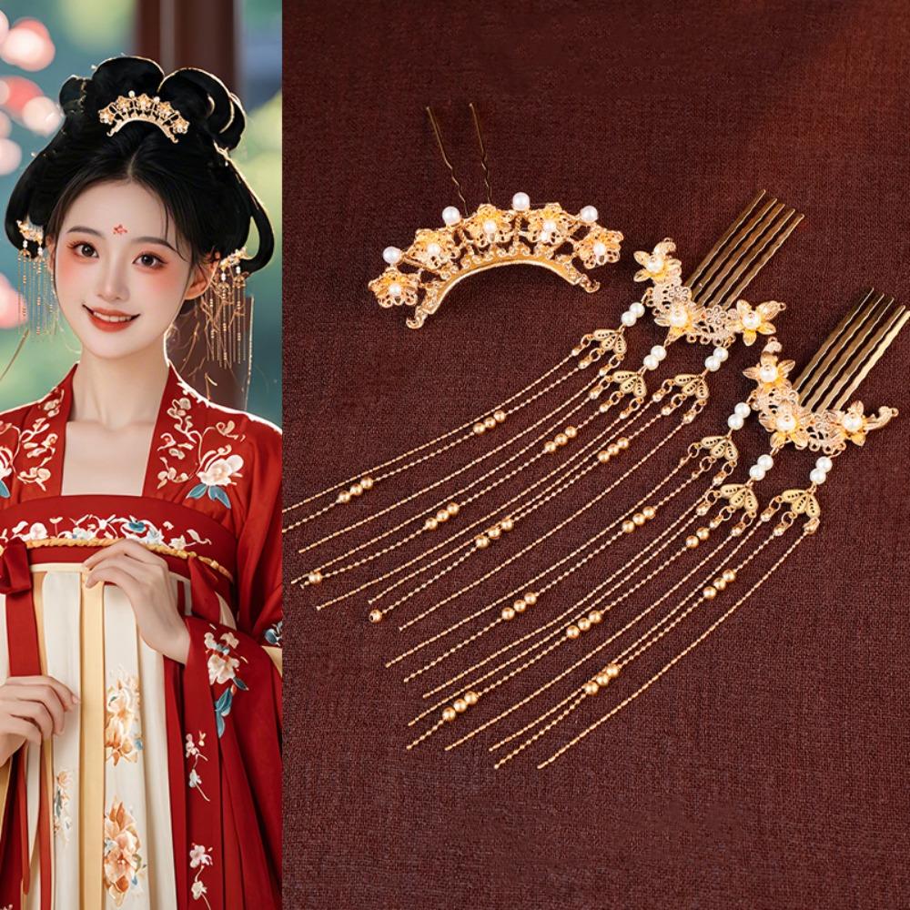 1 комплект жемчужных старинных палочек для волос в китайском стиле, цветочные расчески для волос, аксессуары для чонсама
