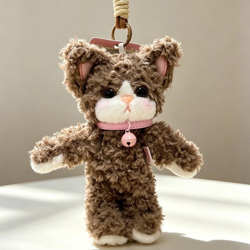 Soft Stuffed Bag Charm Animal Shape Fluffy Ornament Cute Cat Plush Keychain Bag Decoration