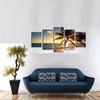 Canvas Painting of Sea Sunset, Palm Trees, Wall Art Decoration, Picture for Home Decor, 5 PCs