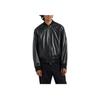 Armani Exchange Fitted Long Sleeve Baseball Collar Motorcycle Style Zip Jacket Men jackets Black XM001241-AF14863-UC001