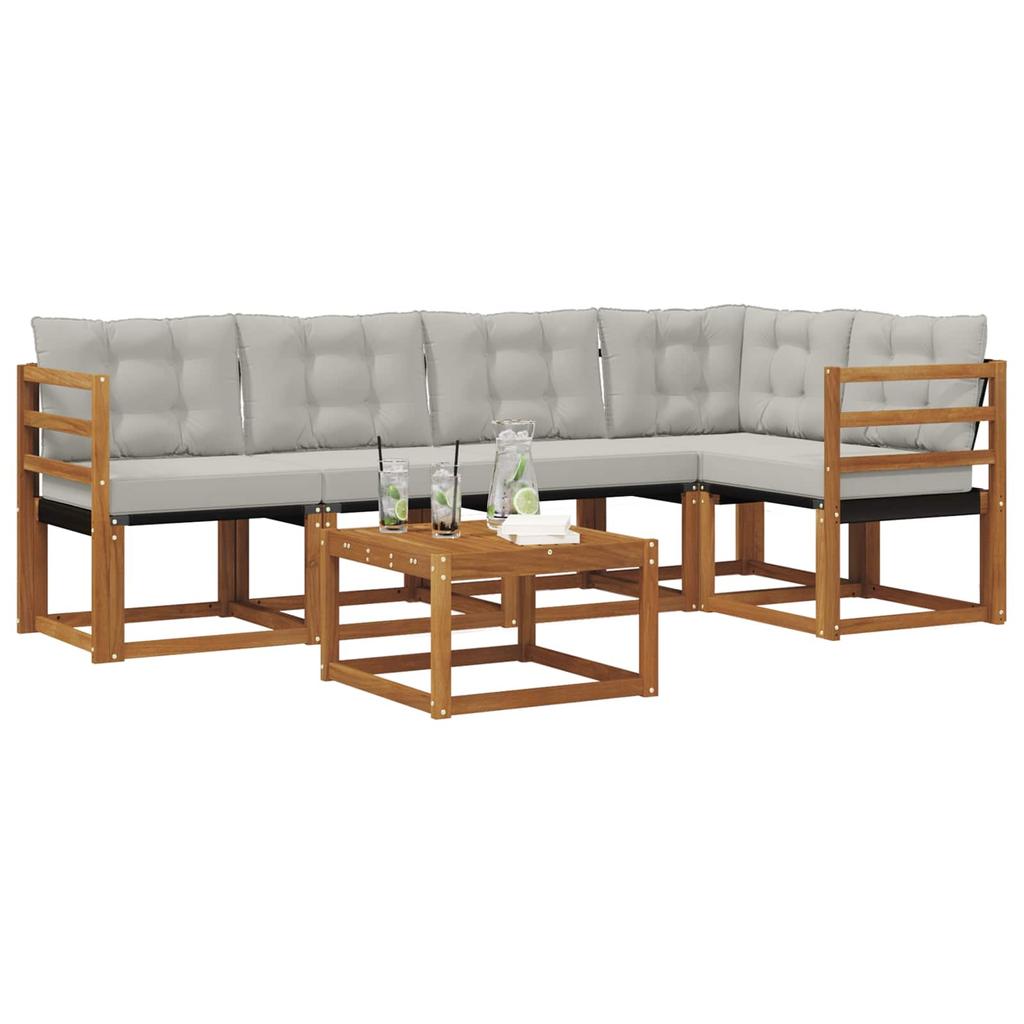 Outdoor Sofa Set with Cushions 6 pcs Natural and Light Grey