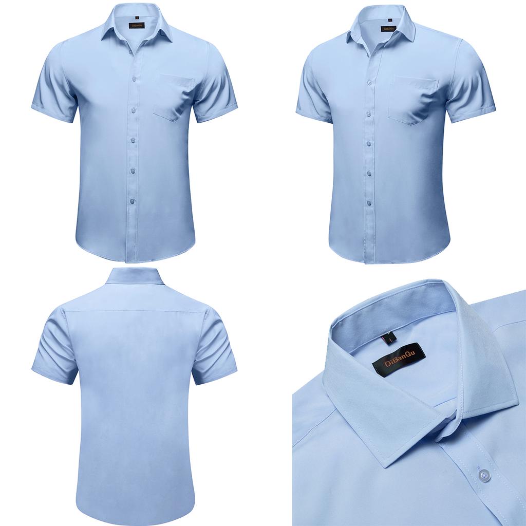 Men's Dress Shirt Short Sleeve Business Formal Shirt Regular Fit Button Up Shirts