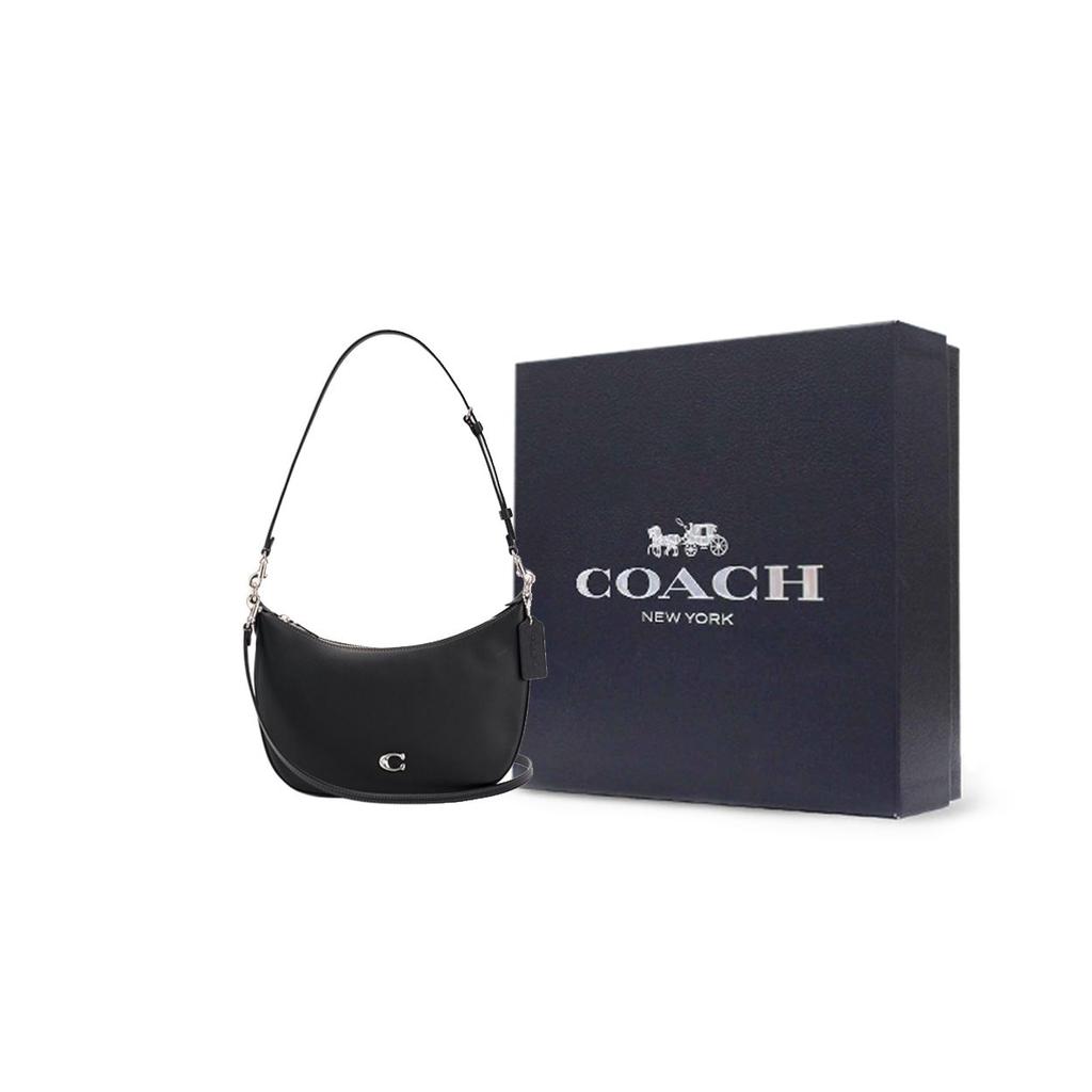 Coach Sculpted 25 Classic Logo Leather Crossbody Shoulder Bag Medium Women bags Black CAZ04-LHBLK