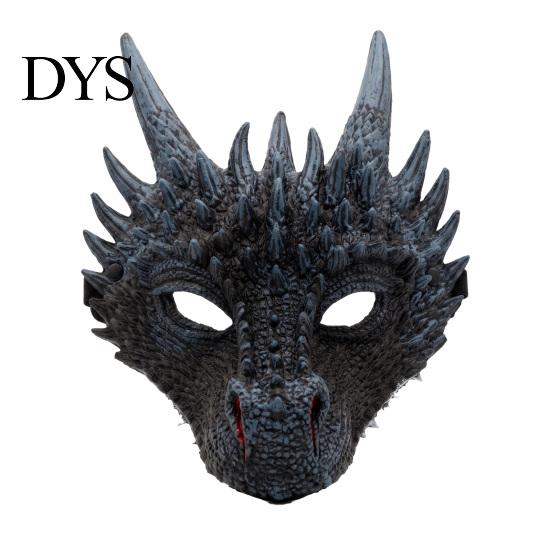 Adjustable Strap Party Costume Dragon Masque for Adults, Halloween Cosplay 3D Simulation Thorn Face Shield Full Festival, Carnival Masquerade