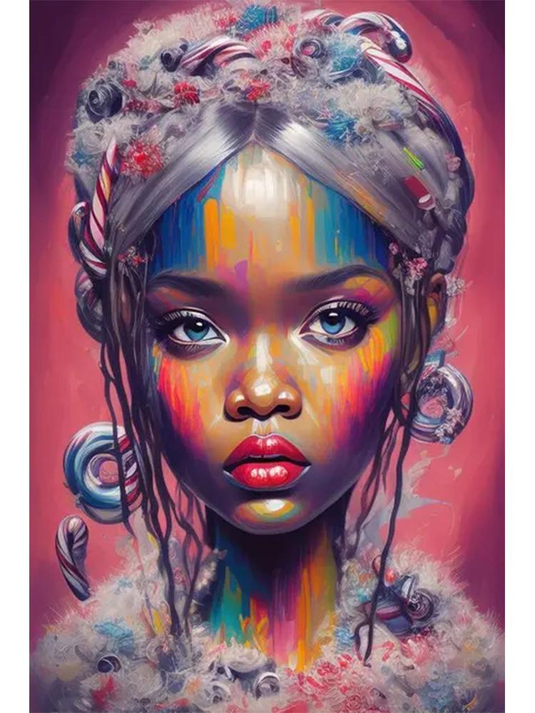 Абстрактный африканский черный женский портрет 5DDIY Алмазная живопись Искусство вышивка крестом Африканская девушка Картина Украшение гостиной