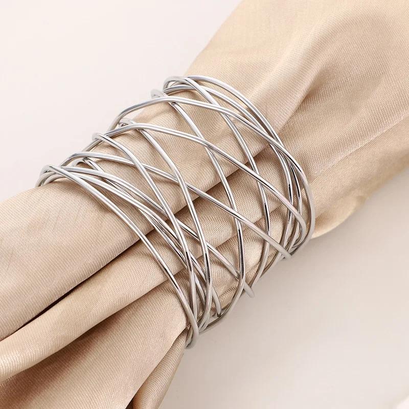 New Creative Mental Napkin Rings Art Circle Hollow Gold Round Western Handcrafted Home Weddings Table Decoration Napkin Rings