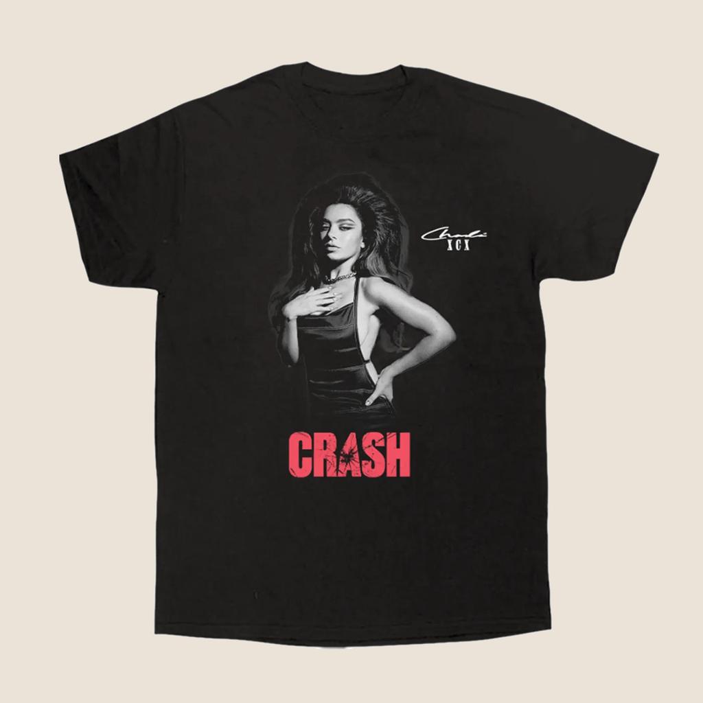 Retro Charli XCX CRASH ALBUM Heavy Cotton Black T Shirt UR462