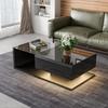 Living Room Table, LED Coffee Table with Drawers, High-gloss Coffee Table with Storage Space, Modern Coffee Table