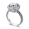 Womens Cluster Round Big Cubic Zirconia CZ Architecture Platinum Plated Ring Set For Women