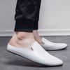 Fashion Outdoor Men Leather Comfortable Half Shoes for Men Slide Slipper Brand Designer Italian Mens Casual Shoes Hot Sale 2024 New