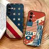 Флаг Америки S-Статуя L-Свободы Чехол для телефона USA Для Samsung Galaxy A73,A72,A71,A70,A53,A52,A51,Мягкий силиконовый черный чехол