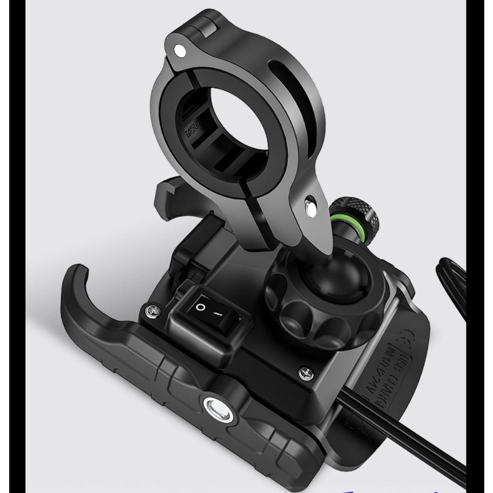 Держатель для телефона на мотоцикл, зарядное устройство, разъем USB/QC 3.0 с выключателем, водонепроницаемый на 360°, зарядное устройство USB, алюминиевый руль/зеркало для просмотра телефонов с диагональю 3,5–6 дюймов