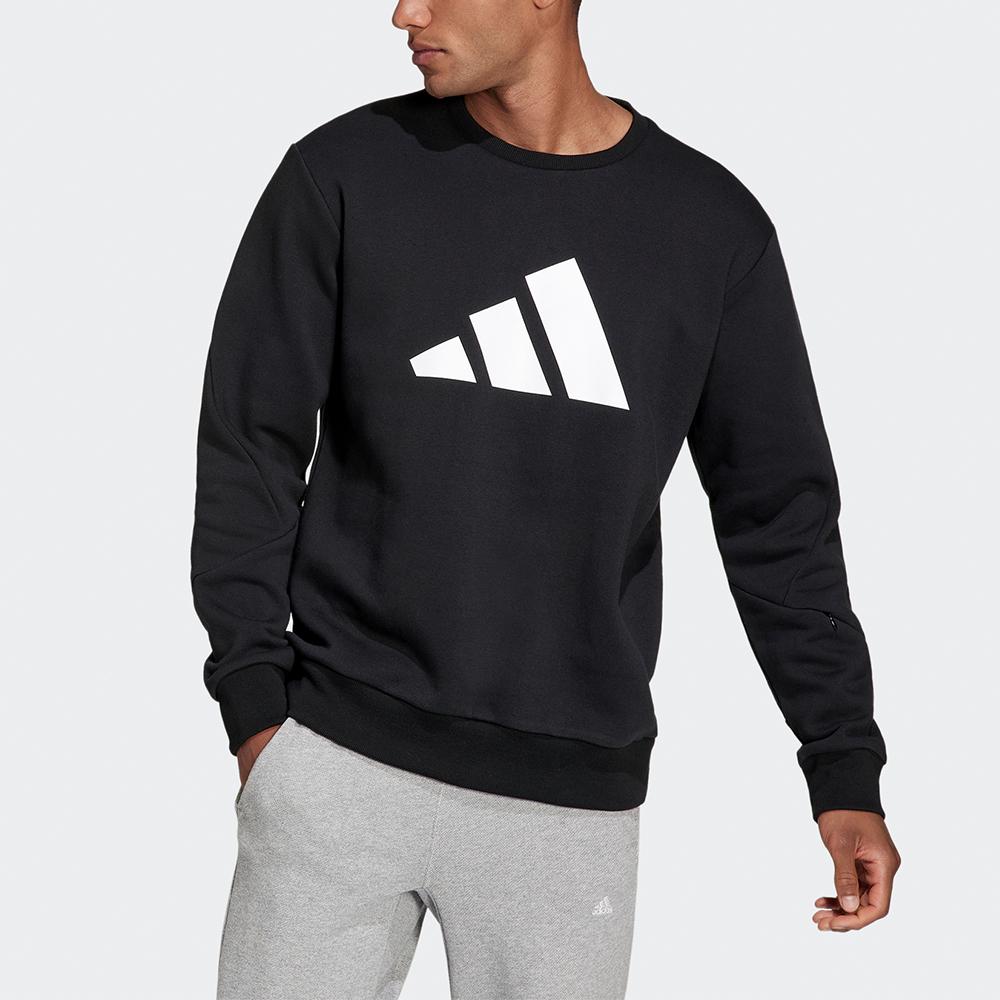 Adidas Мужская толстовка Essentials Winter Crew с большим логотипом, черная H46507