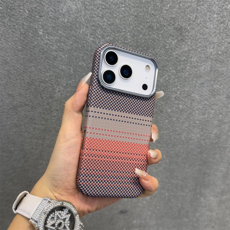 Магнитный чехол с узором из кевлара для iPhone 17 Pro Max - Дизайн «Закат и Восход Луны», Защита от падений и Премиальное ощущение для Apple 16.