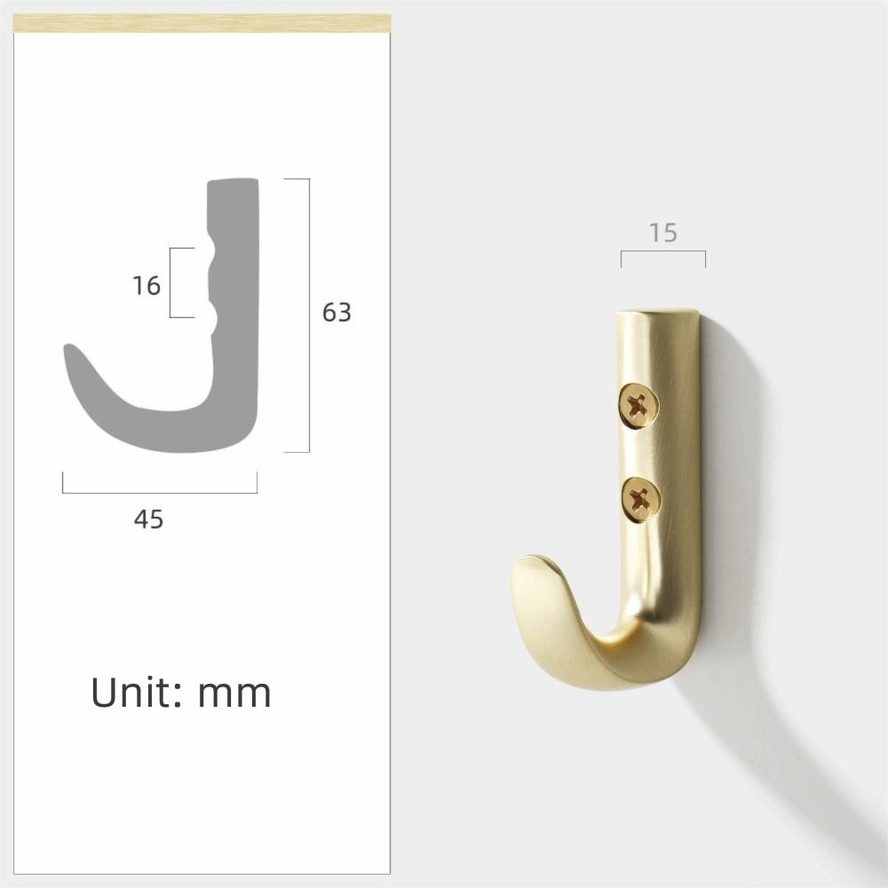 Antique Finish Wall Mounted Coat Hook J-Type Design Towel Hook Modern Robe Hook For Bathroom