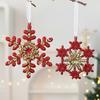Glitter Sequined Christmas Ornament Red Snowflake/Butterfly/Star/Reindeer/Ballerina Hanging Decoration for Xmas Tree Doors Windows Walls Home Decor