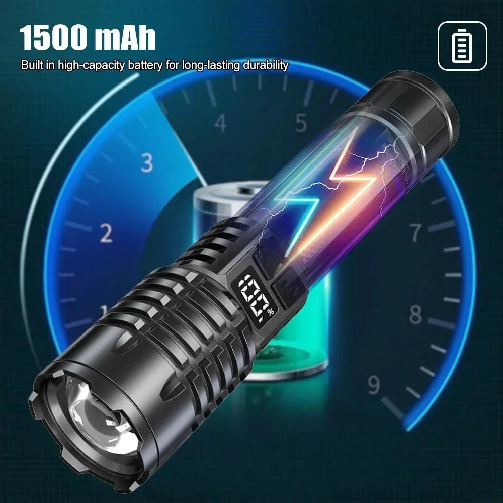 Мощный светодиодный фонарик, USB-перезаряжаемый свет, телескопический зум, походный фонарь с COB боковым светом, многофункциональный уличный фонарь